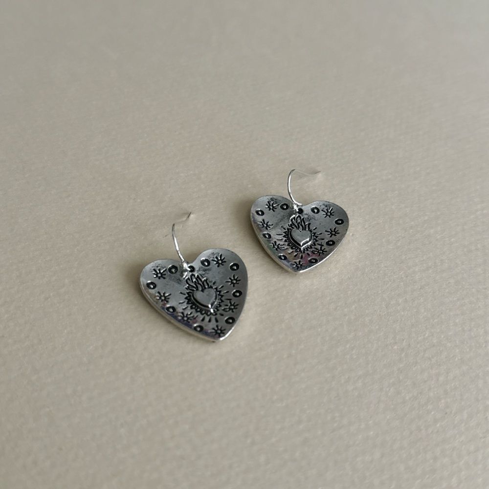 Boho heart earrings N1864 - Picture 3 of 3